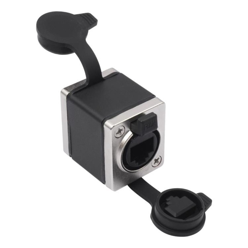 KNZ63YS RJ45 Network Cable Female to Female Short Adapter with Locking Function(Black)