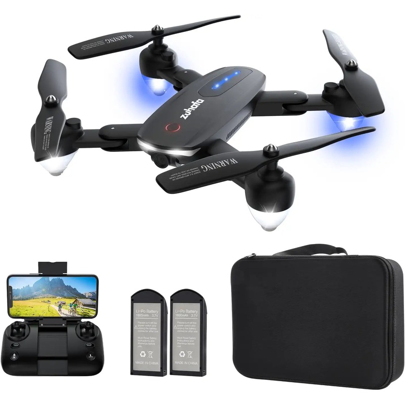 Zuhafa T4 Drone - with 1080P HD Camera for Adults and Kids,30-min Flight Time ,Gesture Control, Altitude Hold, Headless Mode, 3D Flips,RC Quadcopter with App FPV Video,2 Batteries,Carrying Case