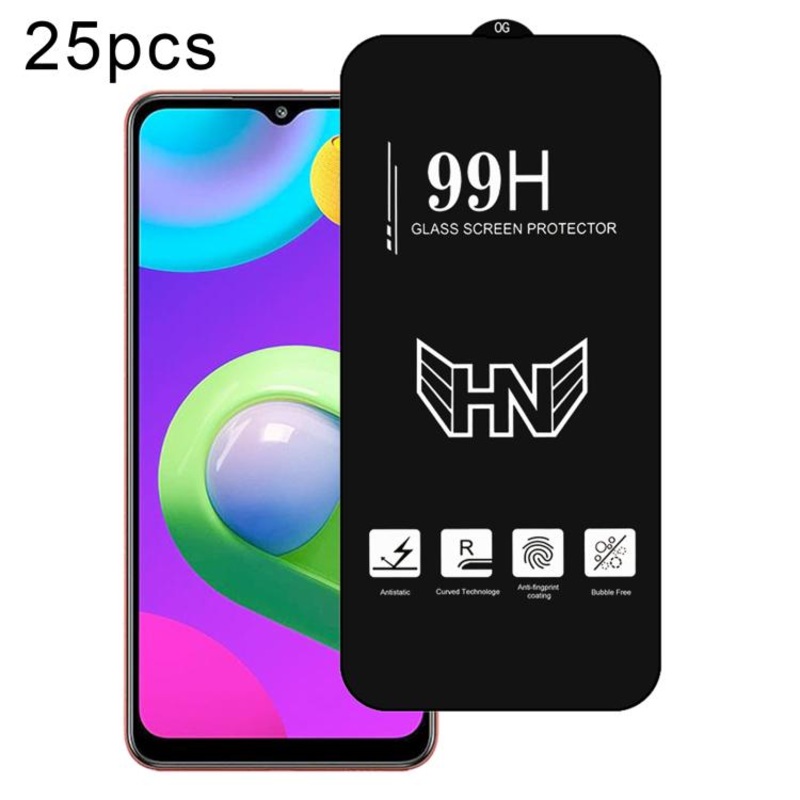 For Samsung Galaxy M02 25pcs High Aluminum Large Arc Full Screen Tempered Glass Film