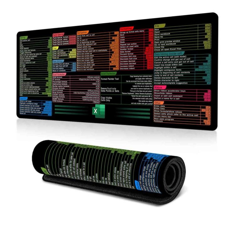 Keyboard Shortcut Desk Mat Mouse Pad Non-Slip Office Desk Pad With Computer Commands 400x800x2mm(No.27)