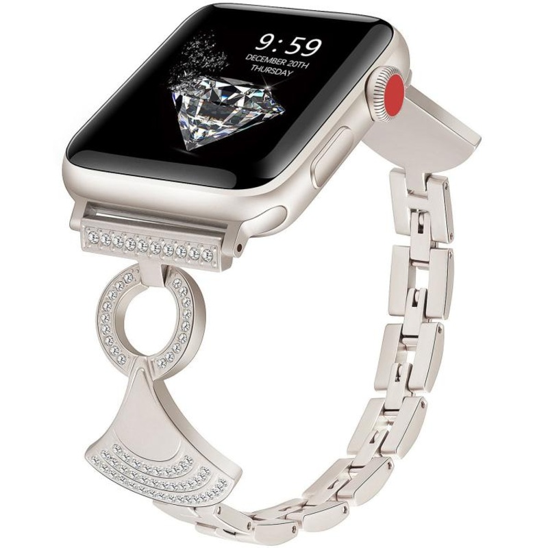 For Apple Watch 42mm / 41mm / 40mm / 38mm Shell-Inlaid Diamond Metal Watch Band(Starlight)