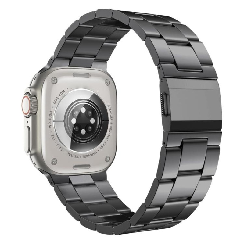 For Apple Watch 46mm / 49mm / 45mm / 44mm Norman Clasp Three-Link Titanium Alloy Watch Band(Tin Color)
