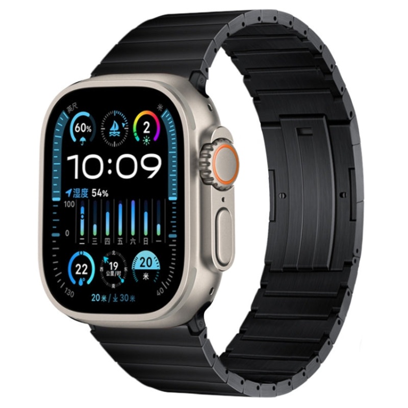 For Apple Watch Ultra 2 49mm PG60 Single Bead Bamboo Joint Titanium Metal Watch Band(Black)