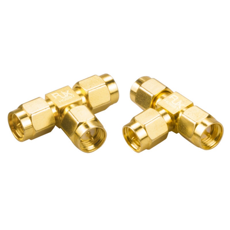 RJX 2pcs SMA Male (Pin) Triple T 3-Way RF Coaxial Adapter Connector, SMA to Dual SMA Male