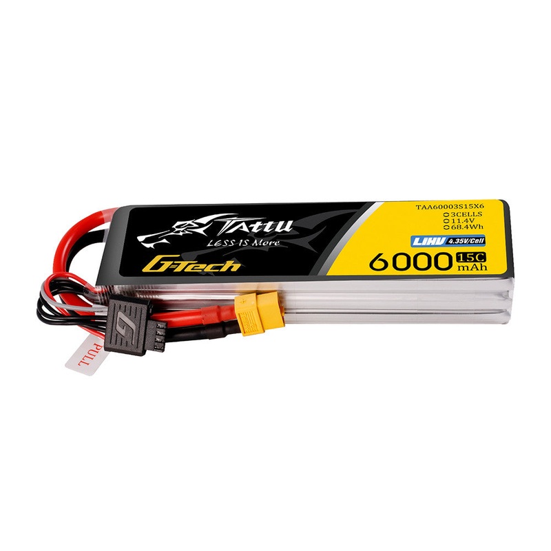 Tattu 3S 6000mAh 15C 11.4V G-Tech LiPo Battery Pack (3S1P) with XT60 Plug & G-Tech-4P Balance