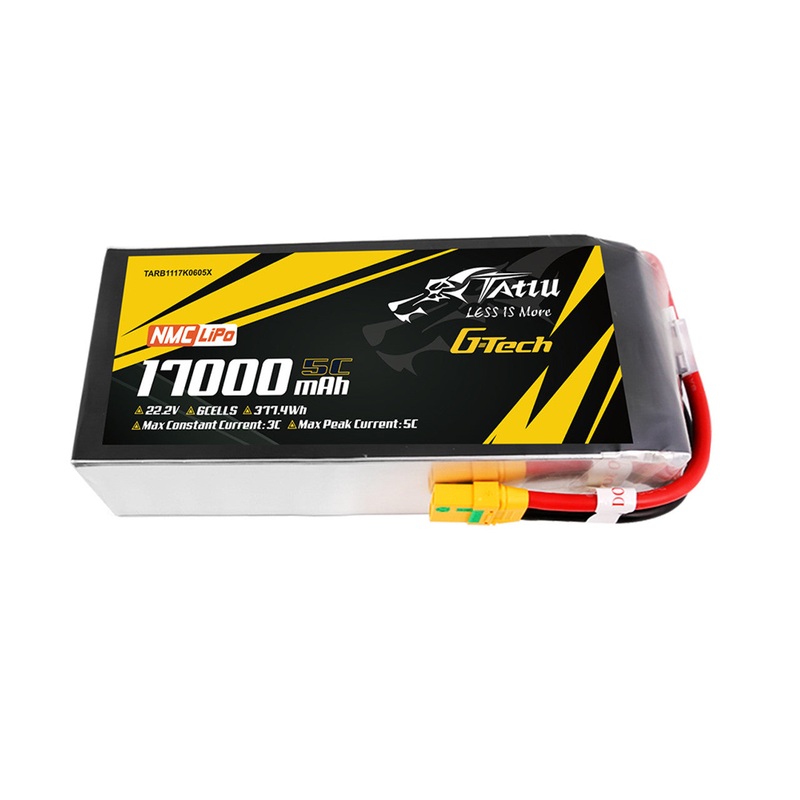 TATTU 6S1P 17000mAh 22.2V 5C G-Tech Semi-solid LiPo Battery, 271.12Wh/kg, XT90S for Drones