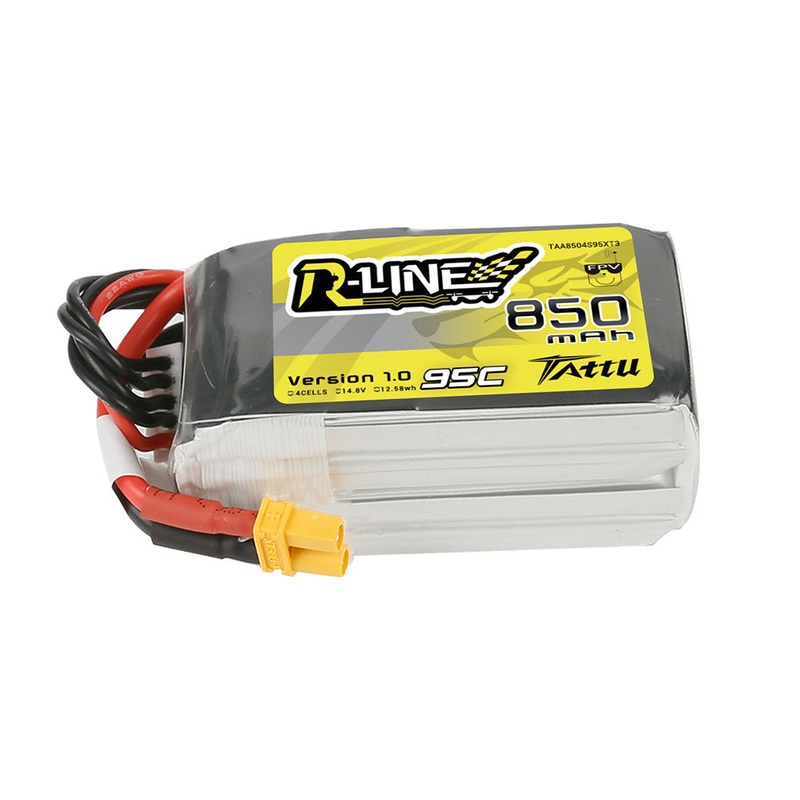Tattu R-Line 850mAh 4S 14.8V 95C LiPo Battery Pack with XT30 Plug (JST-XHR-5P)
