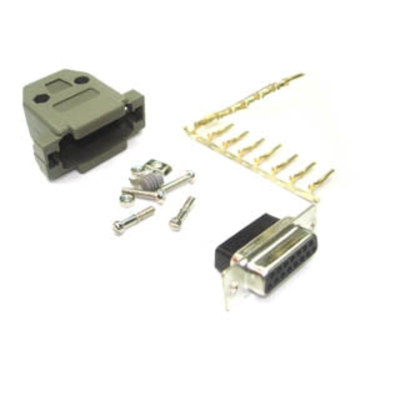 Z-6520 - DB15F CRIMP W/PLASTIC HOOD GREY AND PINS