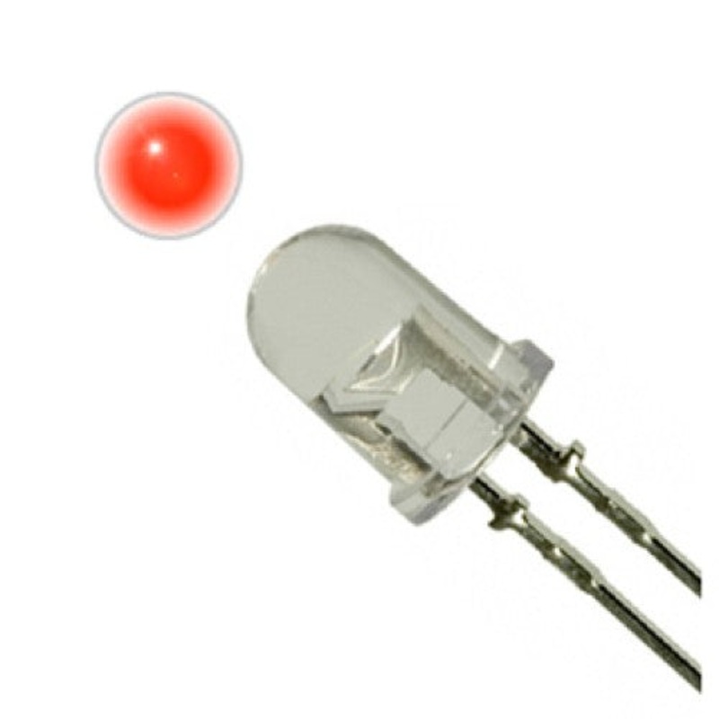 1276-0309 - LED5 WATERCLEAR RED 800MCD 1.7V 20MA (4 pcs/pkg)