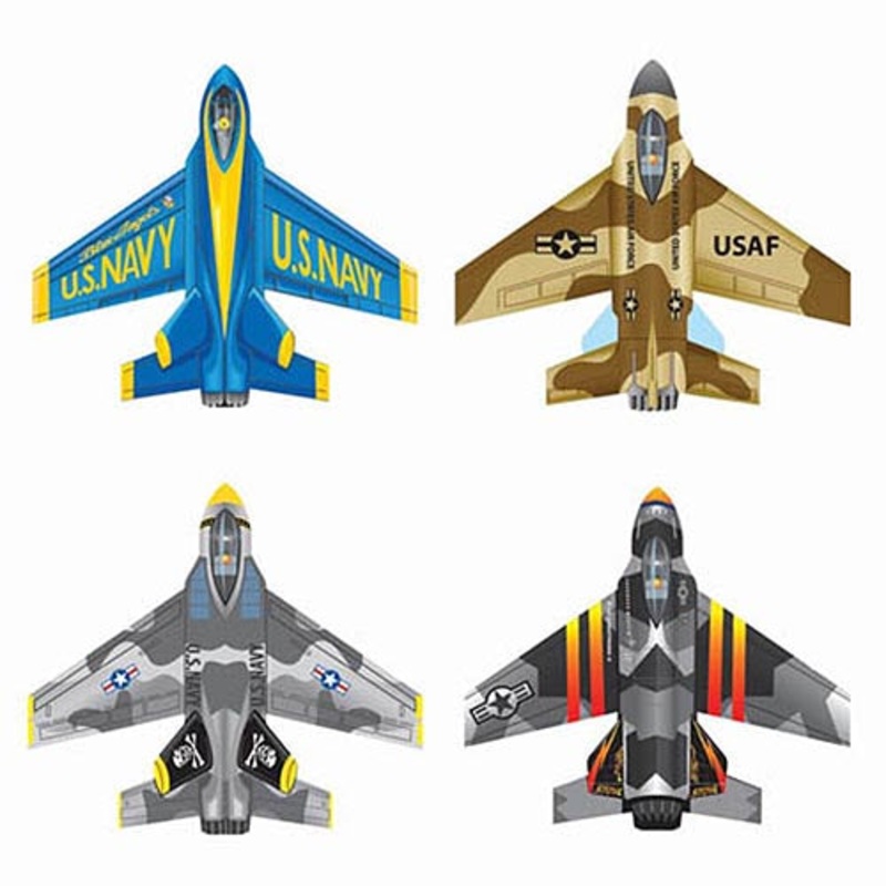 70100 - AIRPLANE MICROJET KITE 4.7IN WIDE MINI MYLAR ASSORTED JETS