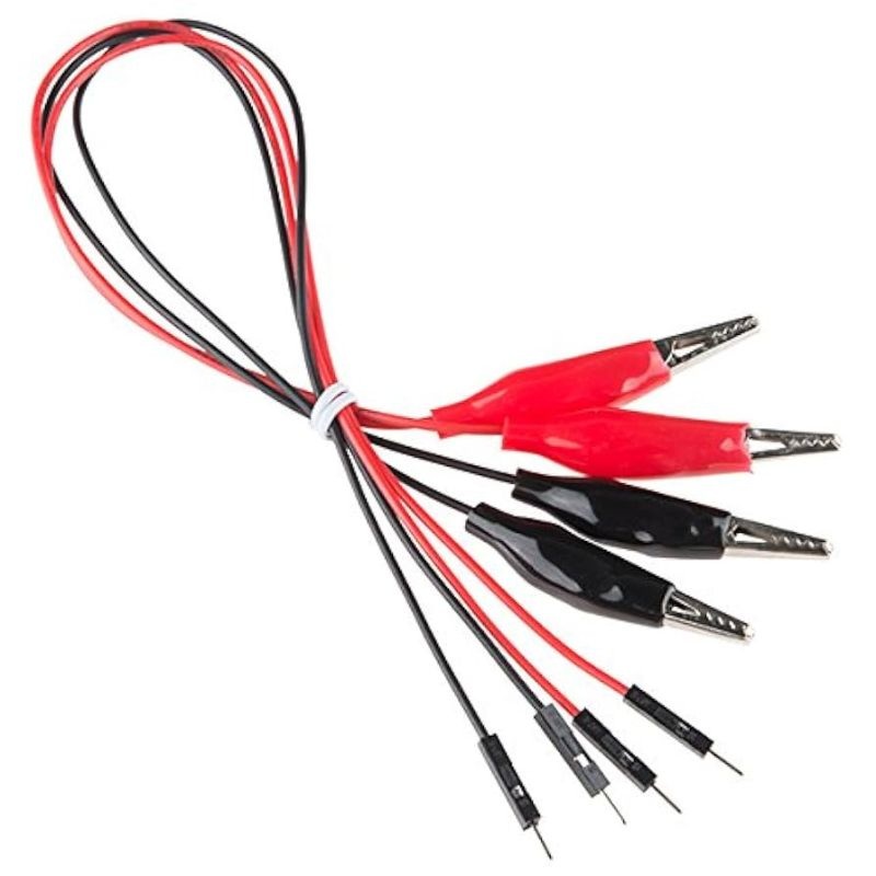 CONJU-001191 - JUMPER WIRE MALE TO ALLIGATOR SINGLE 12IN LONG 2PAIRS RED/BLK
