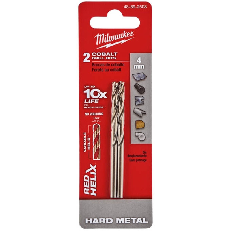 48-89-2508 - DRILL BIT METRIC RED HELIX 4MM COBALT HARD METAL (2 pcs/pkg)
