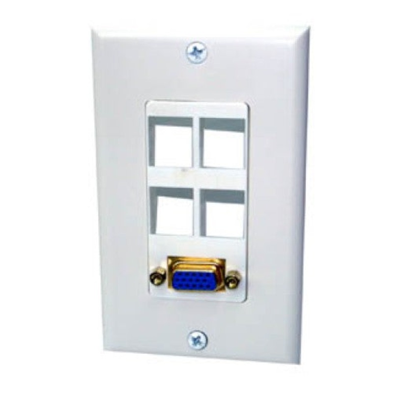 ADZ-962 - WALL PLATE VGA FEMALE 4POS INSERT PORT WHITE DECORA
