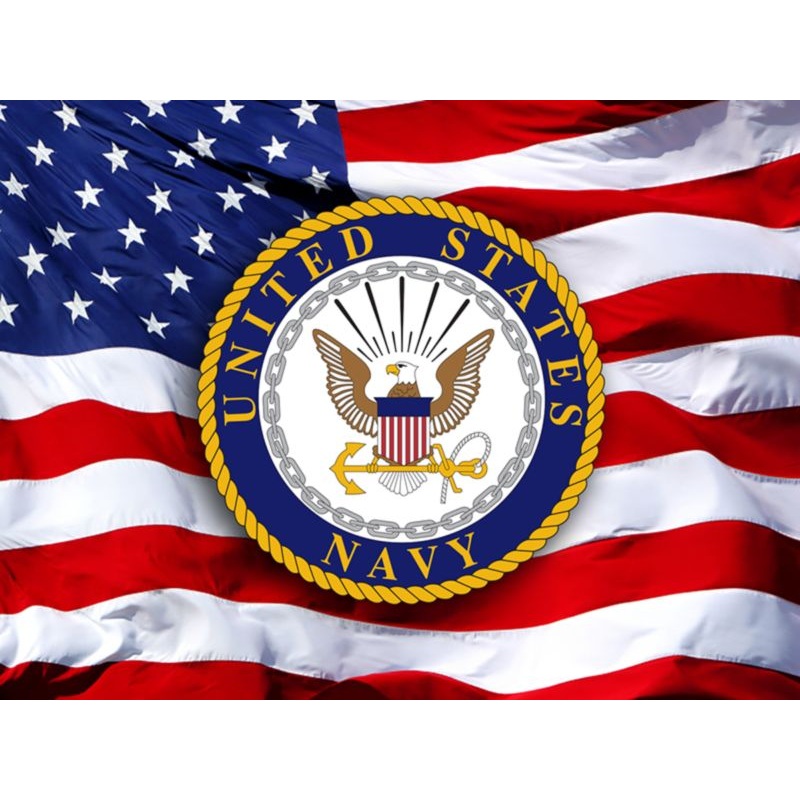 American Flag/Navy Crest Magnet