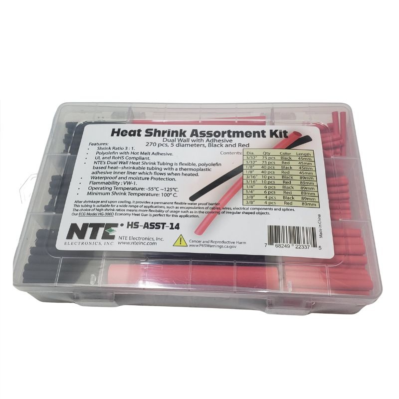 HS-ASST-14 - TUBING HST DW BLK/RED ASSORTED SIZES 270PCS/PACK SHRINK 3:1