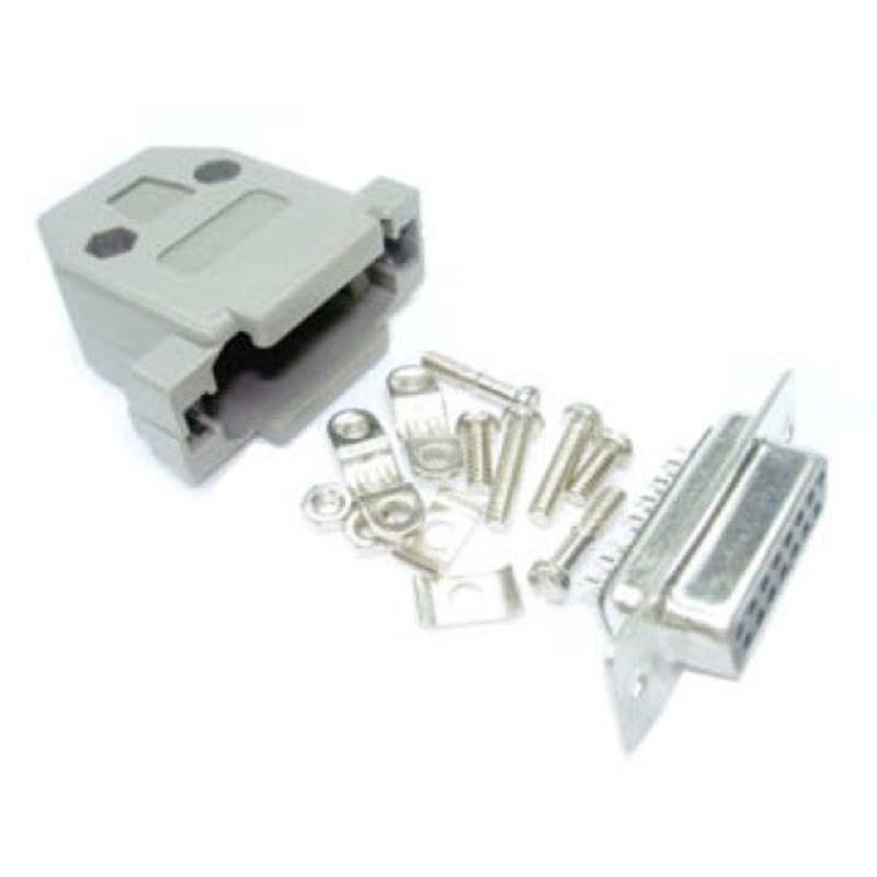 Z-4460 - DB15F SOL TIN W/PLASTIC HOOD GREY