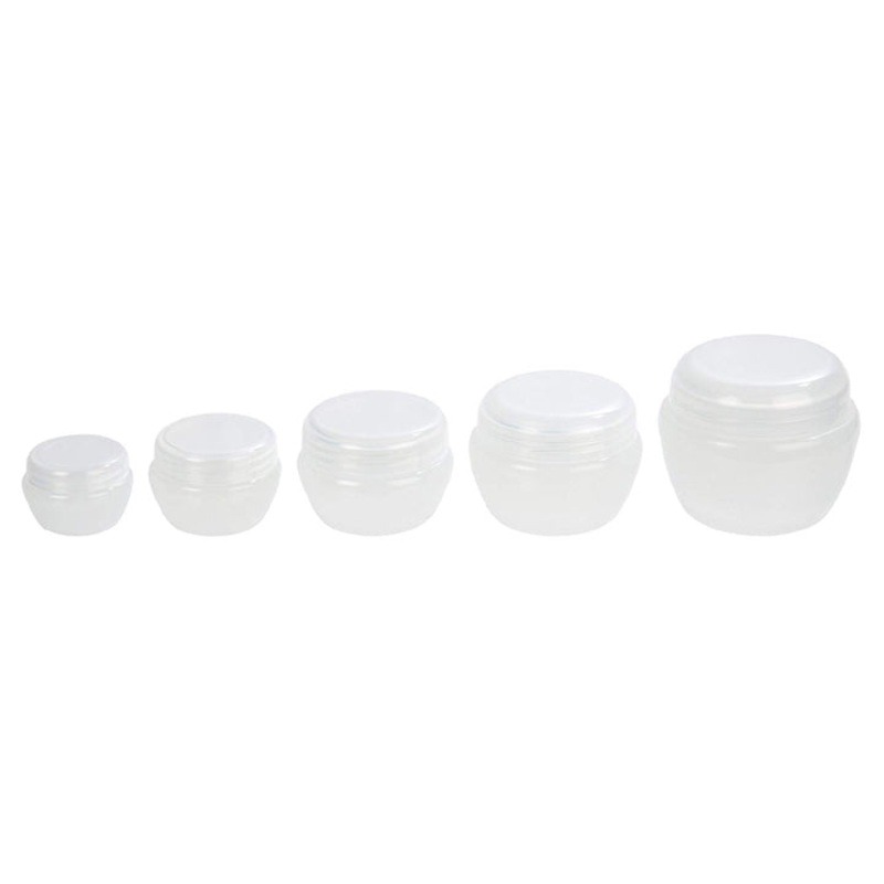74577 - TRAVEL JARS PLASTIC 5PCS/PACK ASSORTED SIZE SKINCARE TRVEL JAR