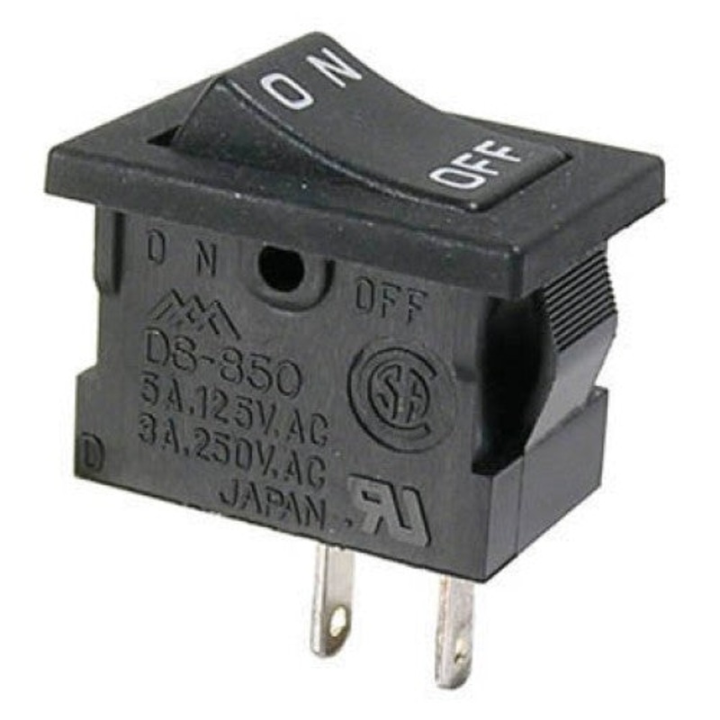 46-144-1 - ROCKER SWITCH 1P1T 5A ON-OFF 125VAC SOL 13X2MM BLK