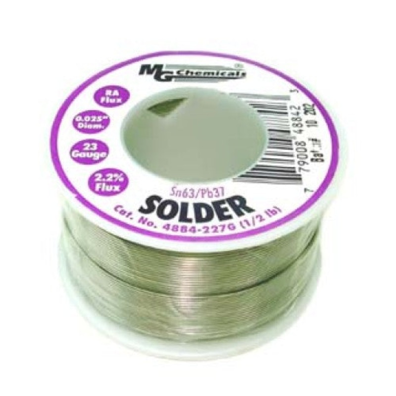 4884-227G - SOLDER WIRE 63/37 REGULAR 1/2LB 0.025IN(23AWG) ROSIN FLUX 2.2%