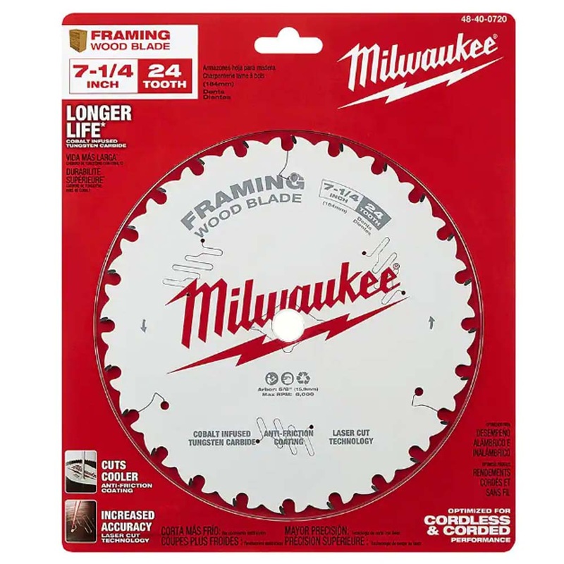 48-40-0720 - SAW BLADE 7-1/4IN 24T FRAMING WOOD CUTTING CIRCULAR BLADE