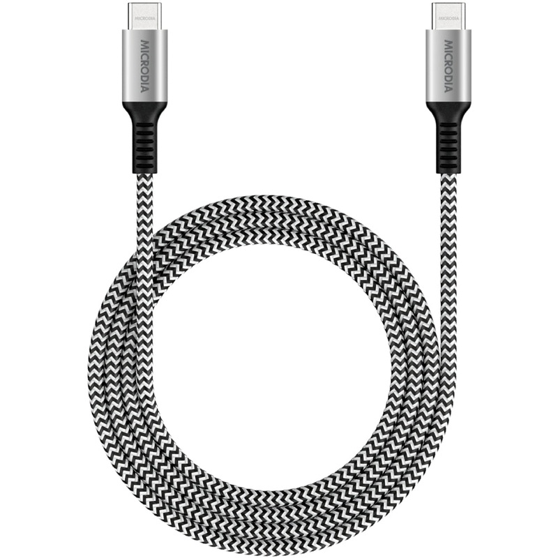 Microdia ExeCable Tweed PD240W 1.8m USB-C to USB-C Cable Zebra