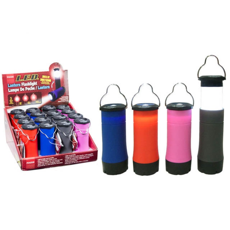 86666 - LANTERN LED FLASHLIGHT ASSORTED COLORS 3 AAA BATTERIES INCLUDED