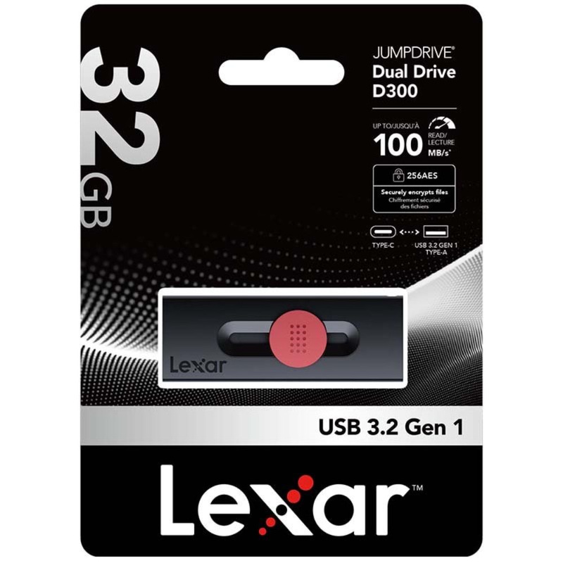 Lexar JumpDrive 32GB Dual Drive D300 USB 3.2 Gen 1 Type-C Capacity