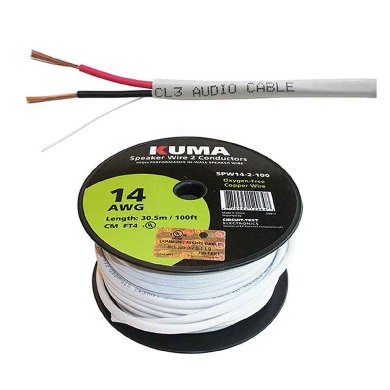 601129 - SPEAKER WIRE IN-WALL 14AWG 2C 100FT FT4 WHT