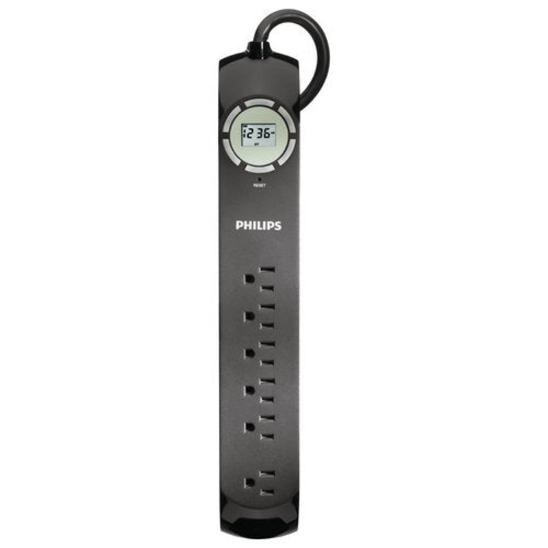 SPS6060A/17 - POWER BAR 6 O/LET 3FT CORD WITH TIMER BLK
