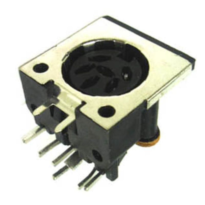61PC6FT - DIN JACK 6POS PCRA PLASTIC/SHLD BLACK