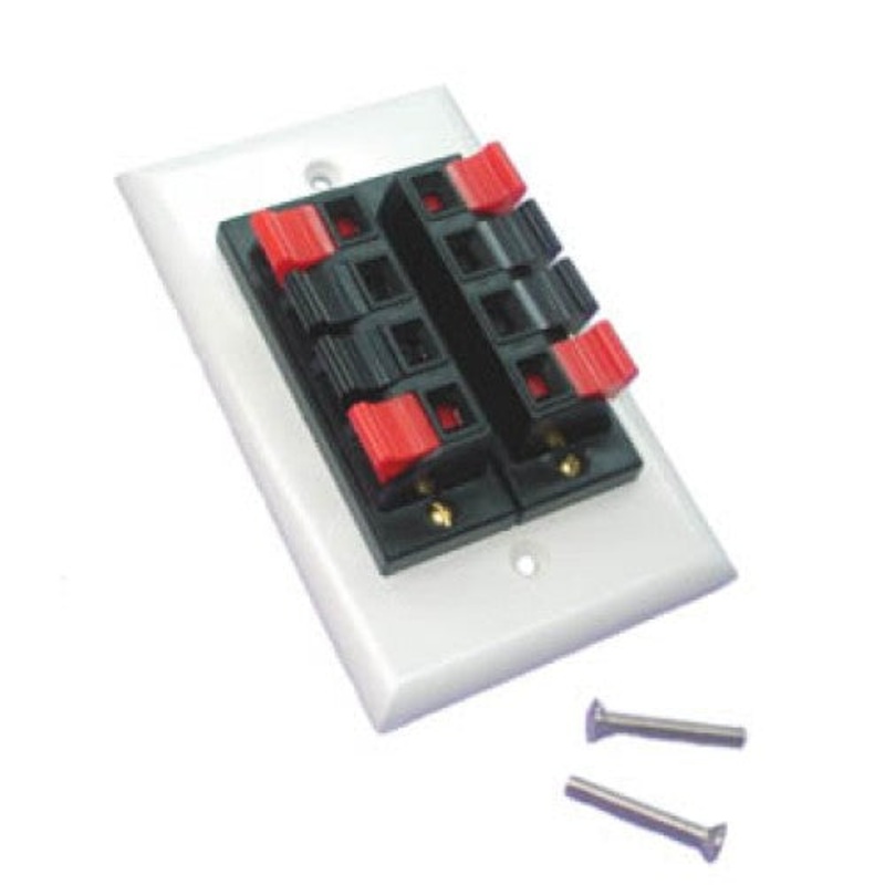 75-678 - WALL PLATE SPEAKER PUSH TYPE 2X4 POS RED/BLK TERMINAL WHT PLATE