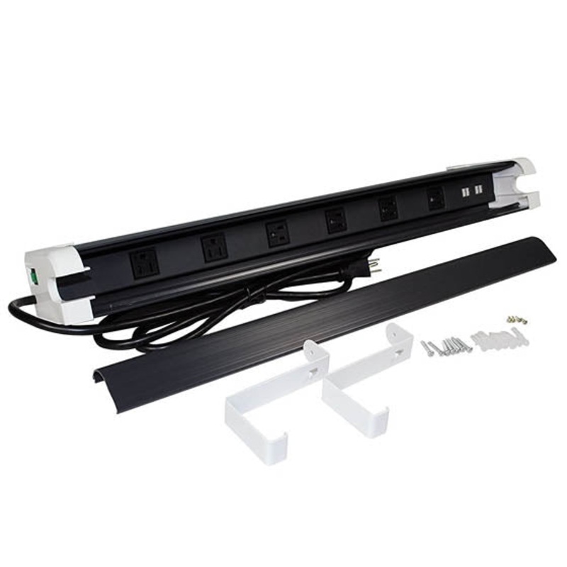 PX1004 - POWER BAR 6 O/LET 6 FT CORD 25IN STRIP 1300J SURGE 4 USB BLK