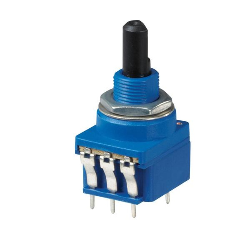 1271-0014 - POT LIN 500K SW 1/4IN SQR 20MM PCMT D SHAFT 1P2T PUSH SWITCH