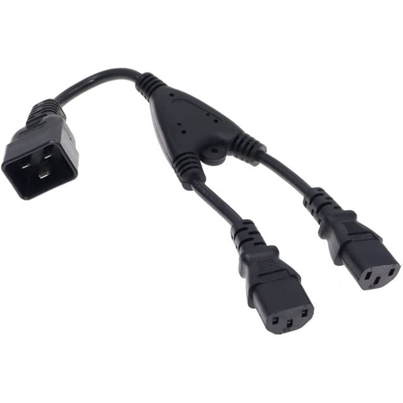 PYKW-3371 - JUMPER CORD C20/12AWG TO 2XC13 14AWG 6FT RND BLK SJT 15A/250V