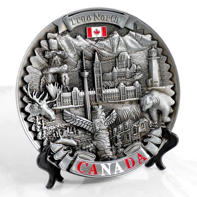 01-0120 - CANADA SOUVENIR LANDMARK PLATE 8IN PEWRET