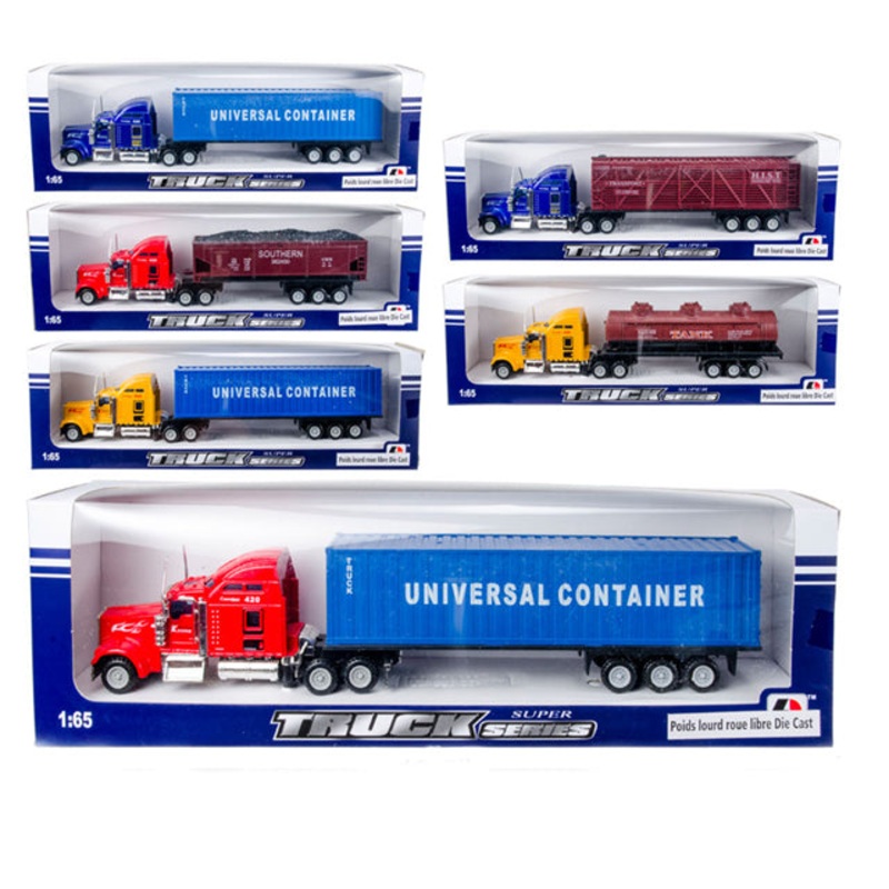 01077 - TRUCK DIE CAST FREE WHEEL CONTAINER ASSORTED
