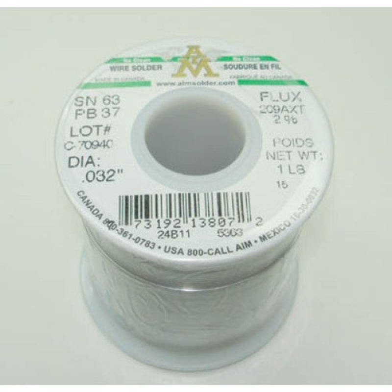 13807 - SOLDER WIRE 63/37 NO CLEAN 1LB GN GREEN ROSINCORE 2% 0.032