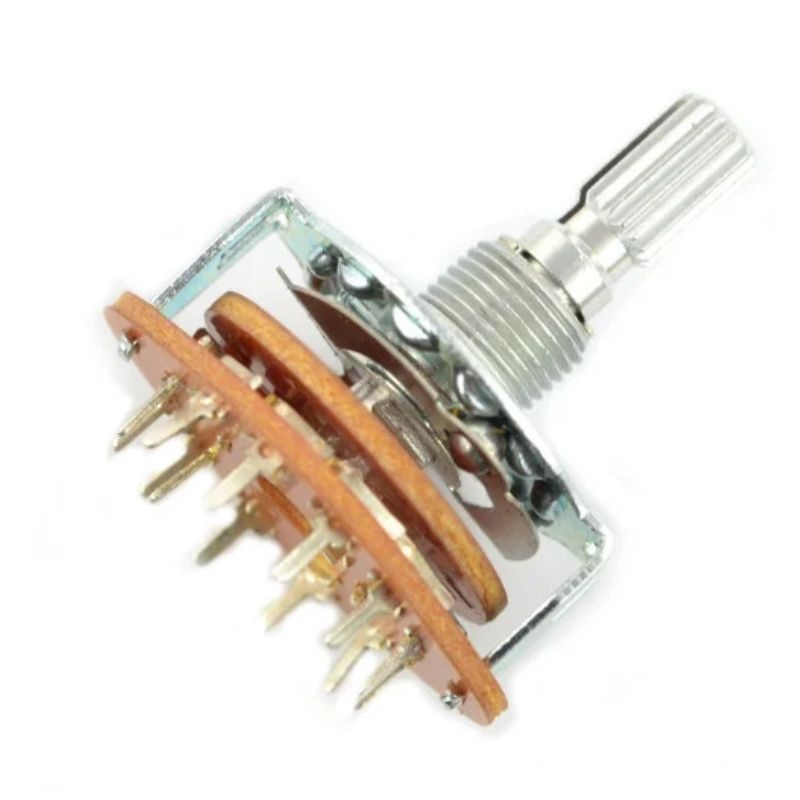 SWBRA-001012 - ROTARY SWITCH 1P12T NON-SHORTING SOL 31MM 1/4IN SPLIT KNURL SHAFT