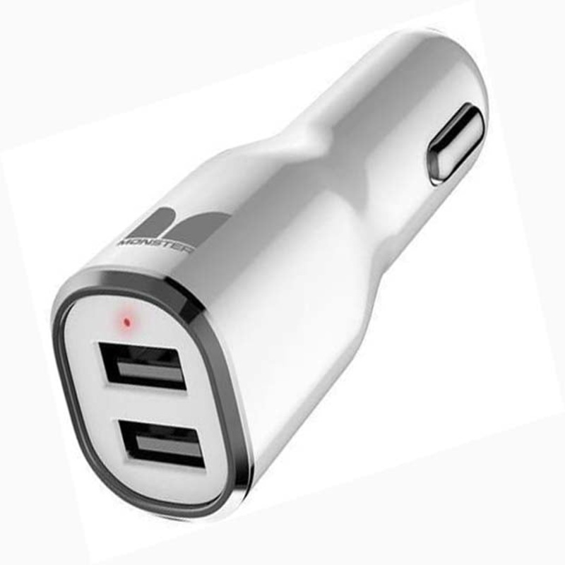 133047-00 - USB CAR CHARGER DUAL 5VDC@2.4A EACH WHT