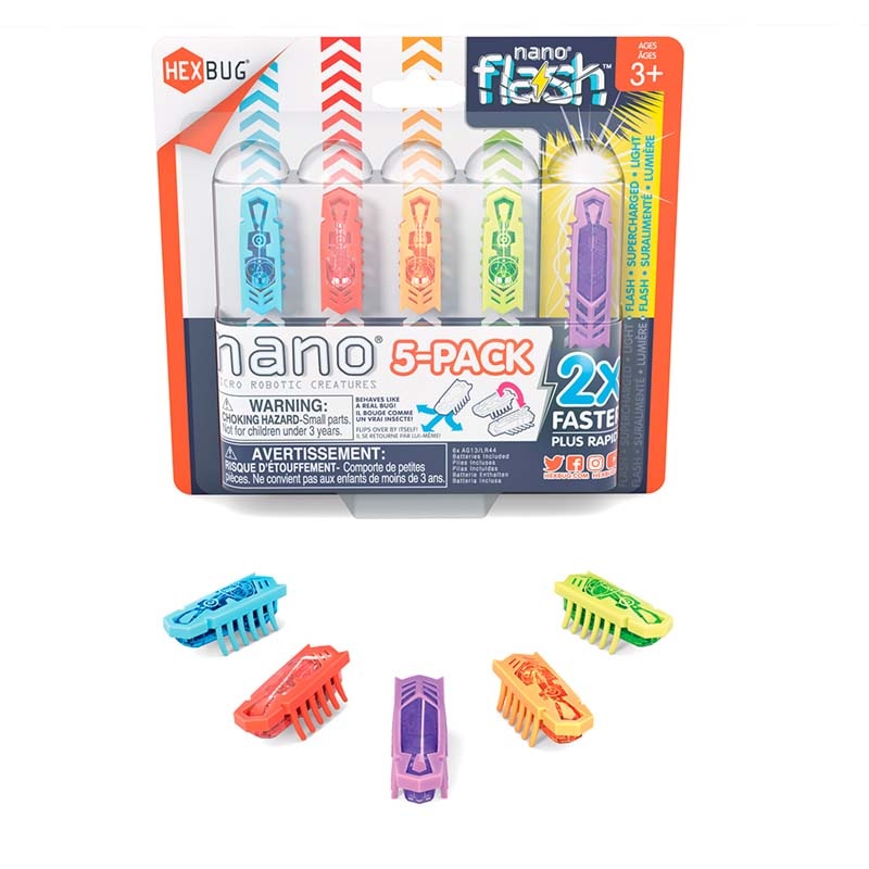 8436068975 - HEXBUG NANO 5-PACK ASSORTED COLOURS WITH LIGHT