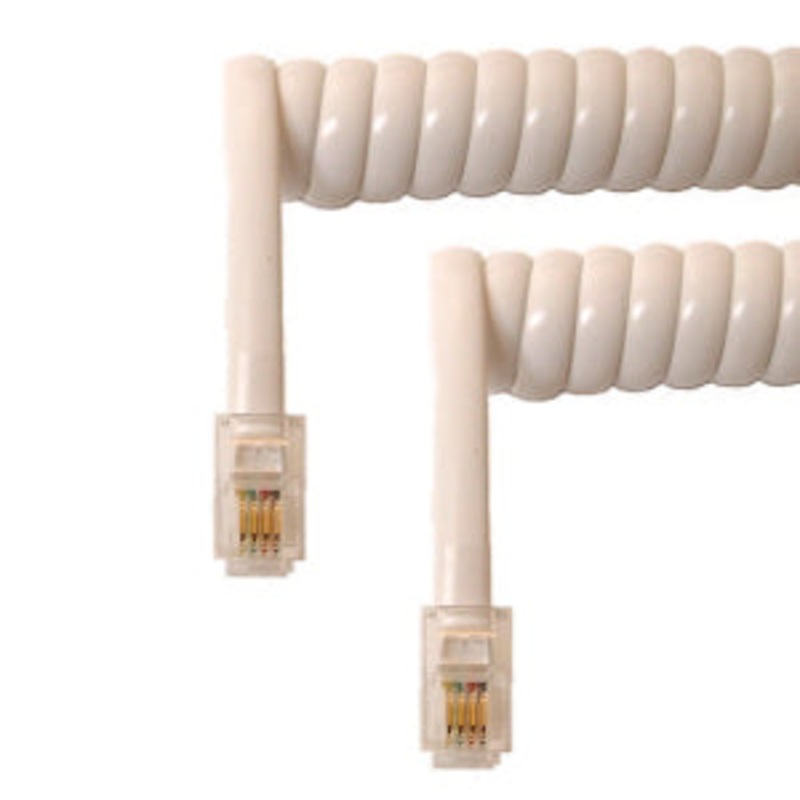 702002-03 - MODULAR CABLE 4P4C M/M 6FT CURLY WHITE