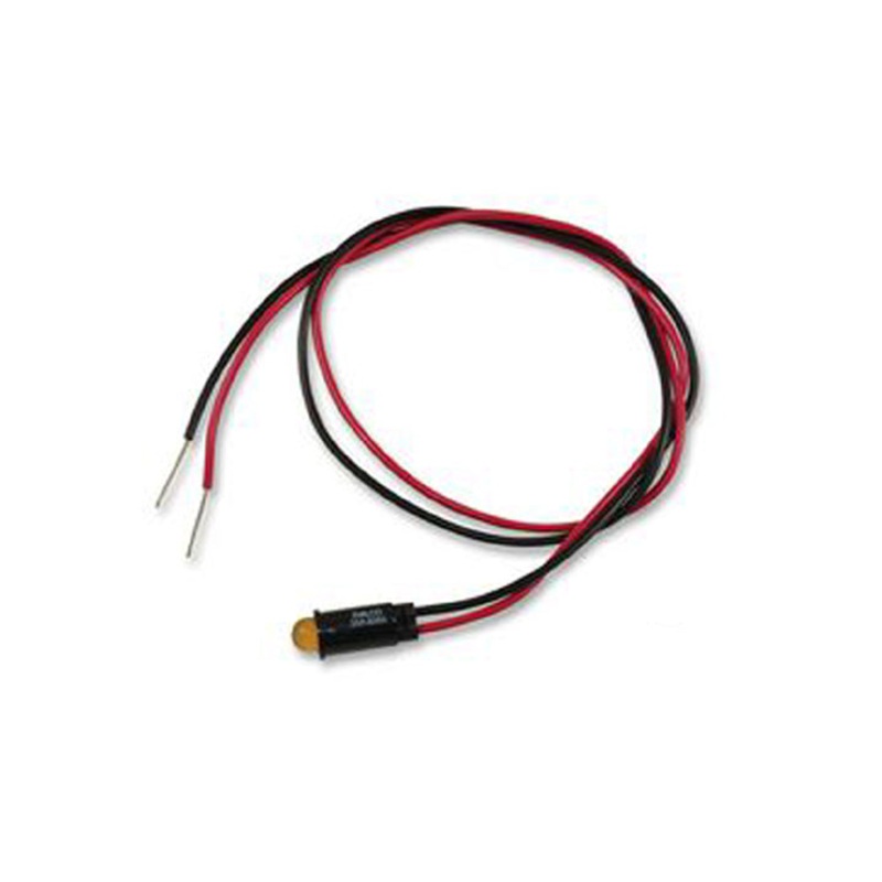 559-0302 - INDICATOR 5V LED 6.35MM YEL CHMT 8MCD 10MA WIRE
