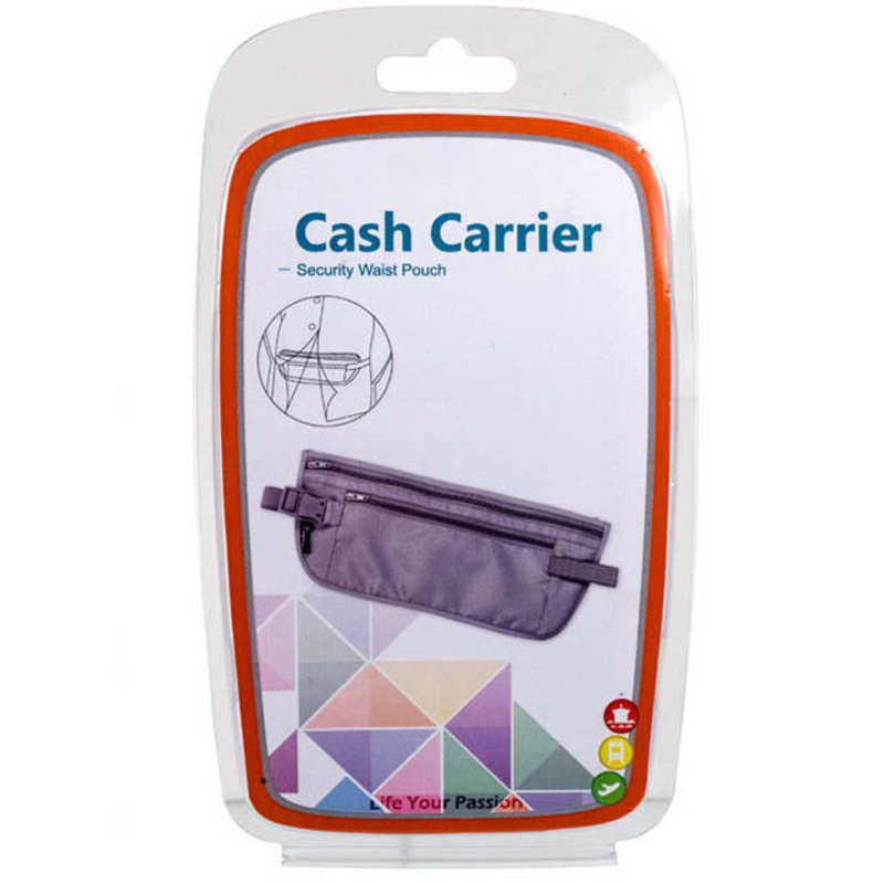 89591 - WAIST POUCH FOR TRAVEL 12 X 5IN ASSORTED COLORS