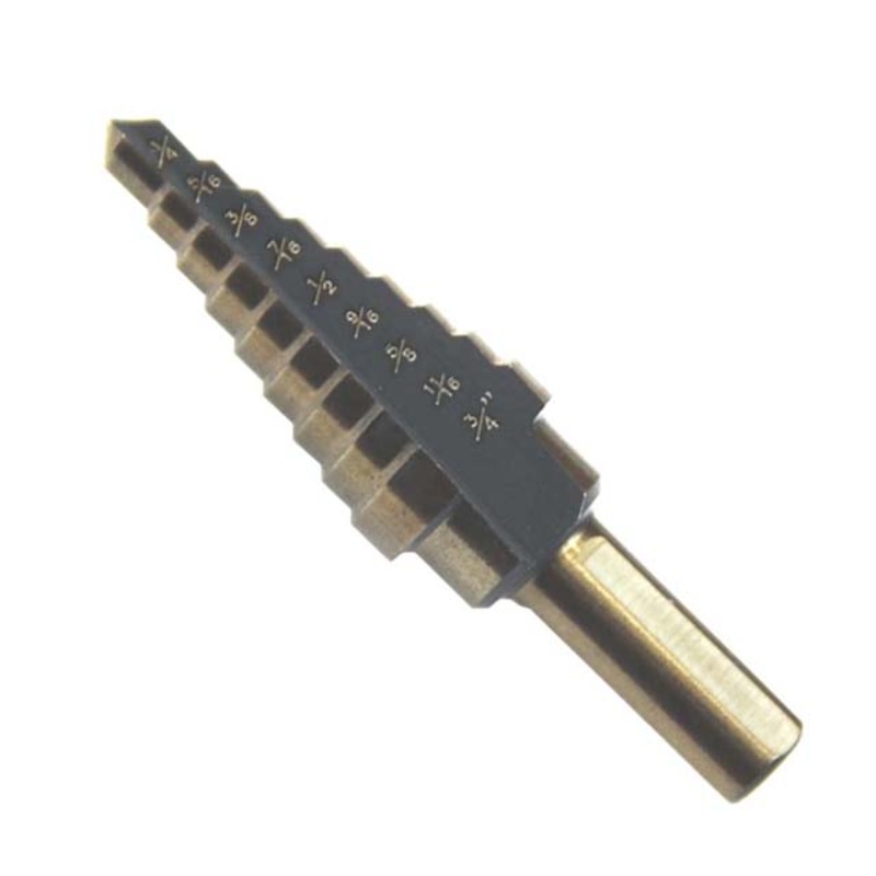 967090 - STEP DRILL COBALT BIT 1/4-3/4IN 2.9IN LONG 1/4IN SHANK 9 STEP