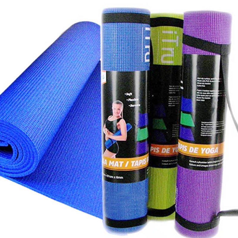 IT-2121B - YOGA MAT 72X24IN 6MM THICK ASSORTED COLOR