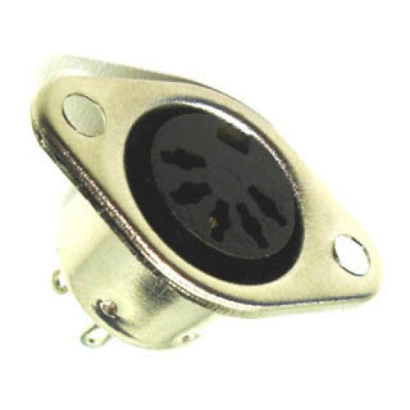 045-0214 - DIN JACK 3POS CHASIS MOUNT METAL 5 HOLES 3 CONNECTIONS