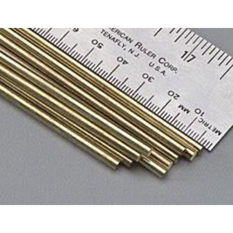 8167 - BRASS ROUND RODS .114X 12IN 2.89MM DIA 304MM LENGTH