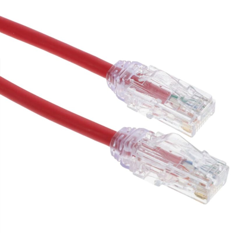 PC-UT6A002R - PATCH CORD CAT6A SLIM RED 2FT ULTRA-THIN 28AWG FT4 CMR 10GIG