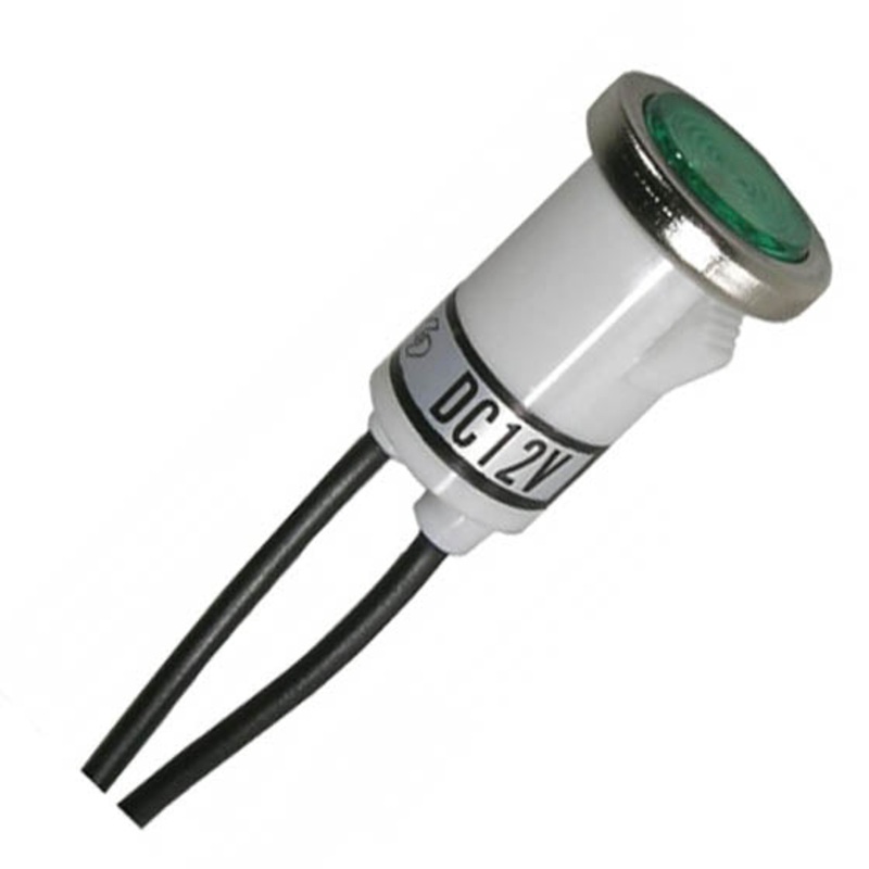 55-475-1 - INDICATOR 12V 50MA 12MM GRN SNAP W/WIRES