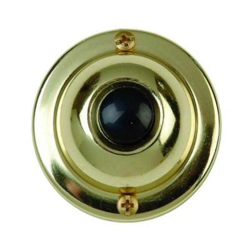 DH1605 - DOOR BELL SWITCH ROUND METAL GOLD BLK BUTTON